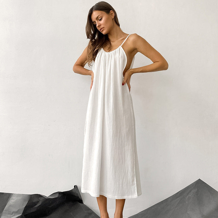 Effortless Cotton Halter Midi Dress Comfortable Everyday Wear