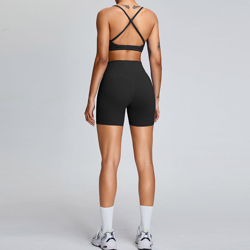 Effortless Comfort Activewear Performance Yoga Shorts and Seamless Sports Bra Set
