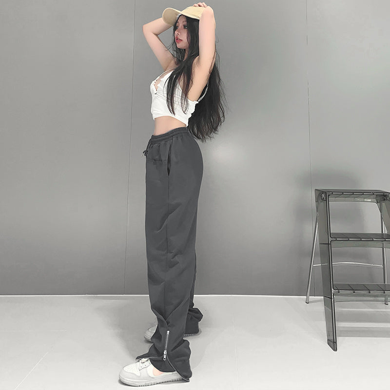 Women's High Waist Baggy Casual Trousers - Streetwear Style