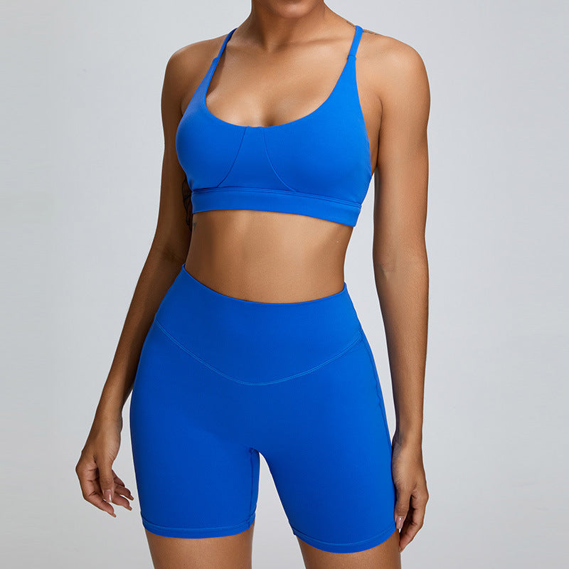 High Waisted Sculpting Workout Shorts and Racerback Sports Bra Set