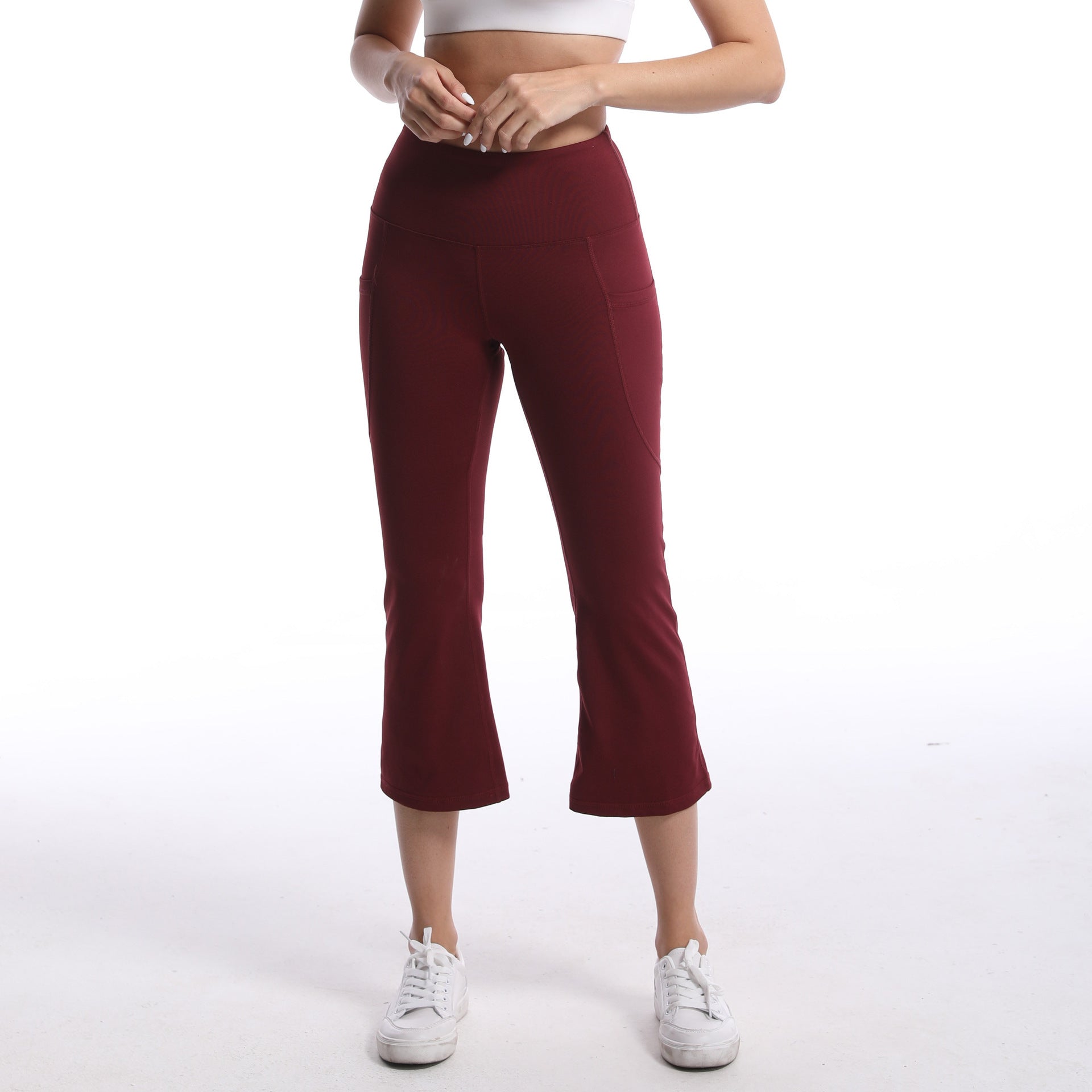 Excellent Nude Feel Cropped Yoga Leggings with Pockets & Hip Lift