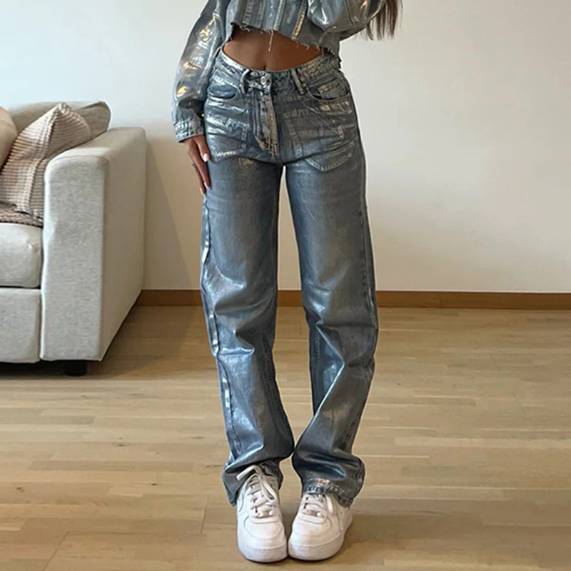 Edgy Distressed Straight Baggy Jeans