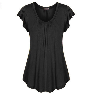 Women's Casual Cotton Tunic Top with Flutter Sleeves - Plus Size Available