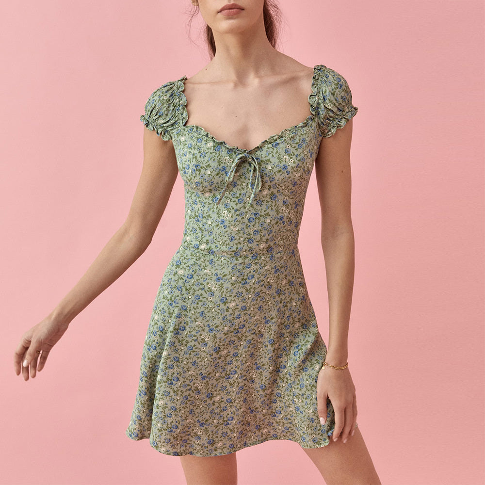 Elegant Floral Smocked Mini Dress for Summer Days