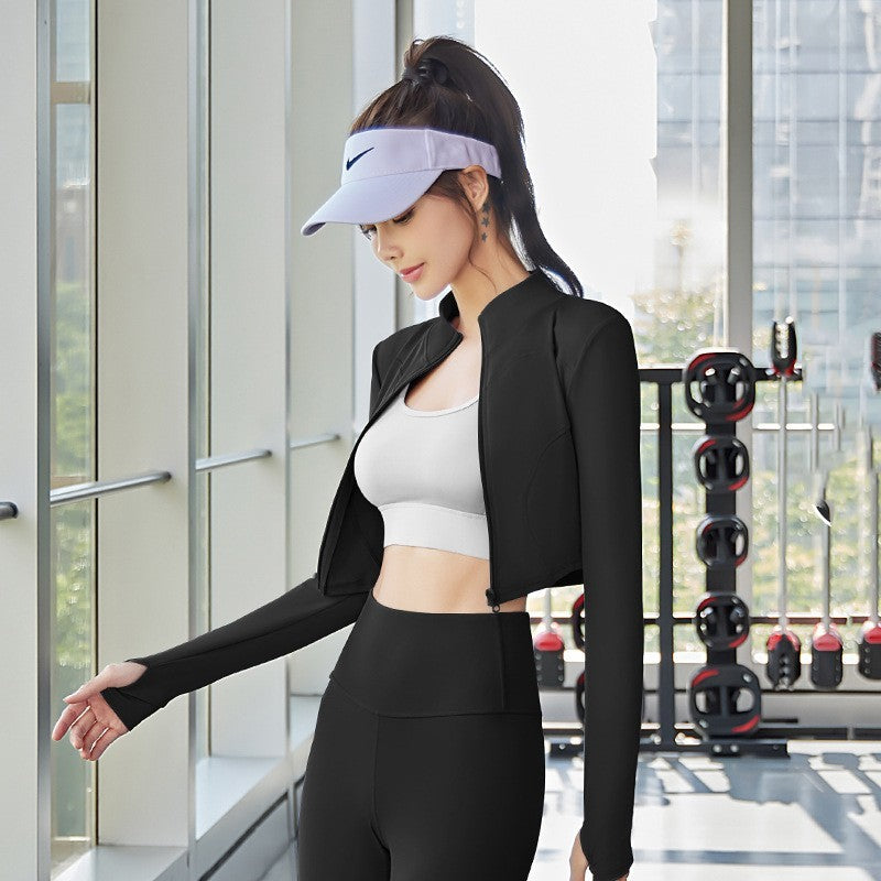 Women's Activewear Stand Collar Slim Fit Speed Dry Running and Yoga Jacket