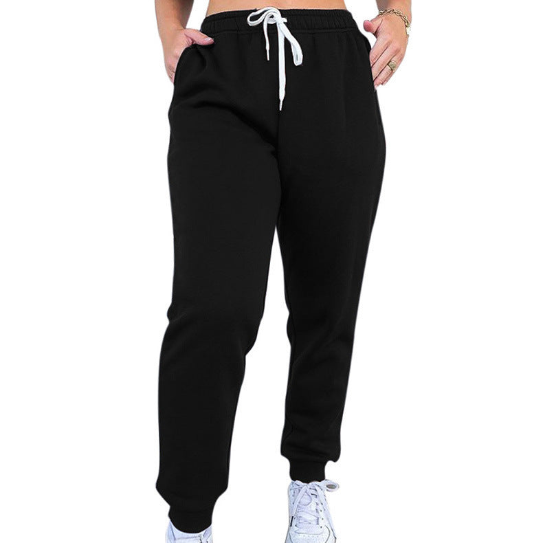 Comfortable Women's Solid Color Drawstring Waist Casual Lounge Jogger Sweatpants