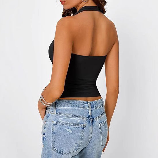 Chic Everyday Sleeveless Slim Fit Halter Neck Tank Top