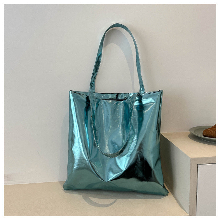 Trendy Metallic Shine Soft Tote Bag