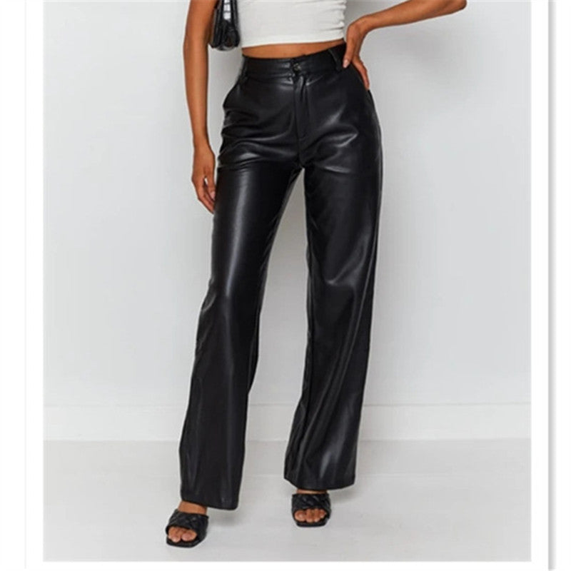 High Waist Faux Leather Pants - Women's Flare Leggings
