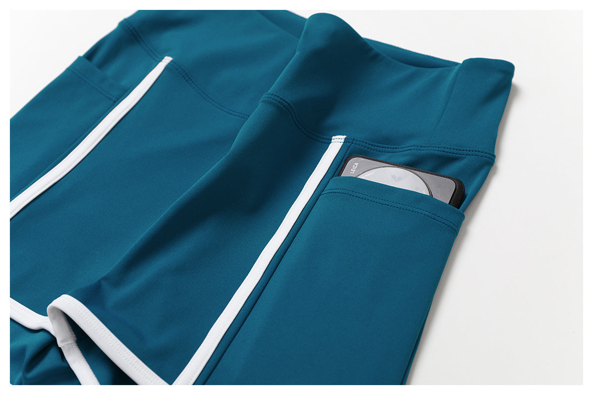 High Waist Nude Feel Performance Shorts with Side Pockets for Yoga and Active Training