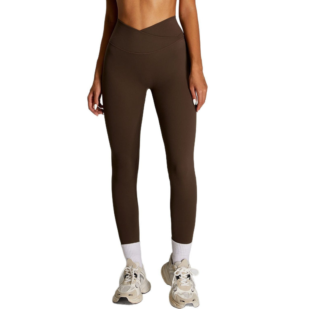 Nude Feel Cross Waist Fitness Leggings - Quick Dry & Butt Lift