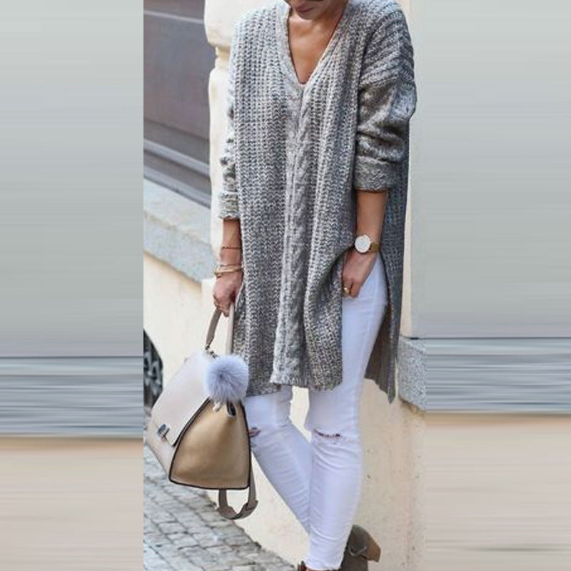 Cozy V-Neck Knit Sweater Tunic
