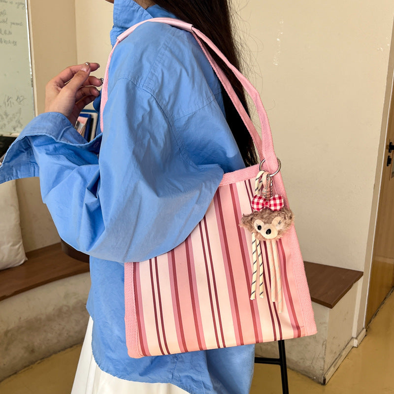 Women's Striped Fashion Tote Bag - Large Capacity & Chic