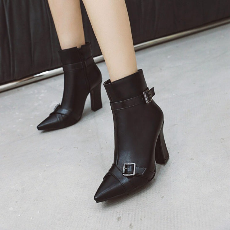 Elegant Pointed Toe High Heel Ankle Boots