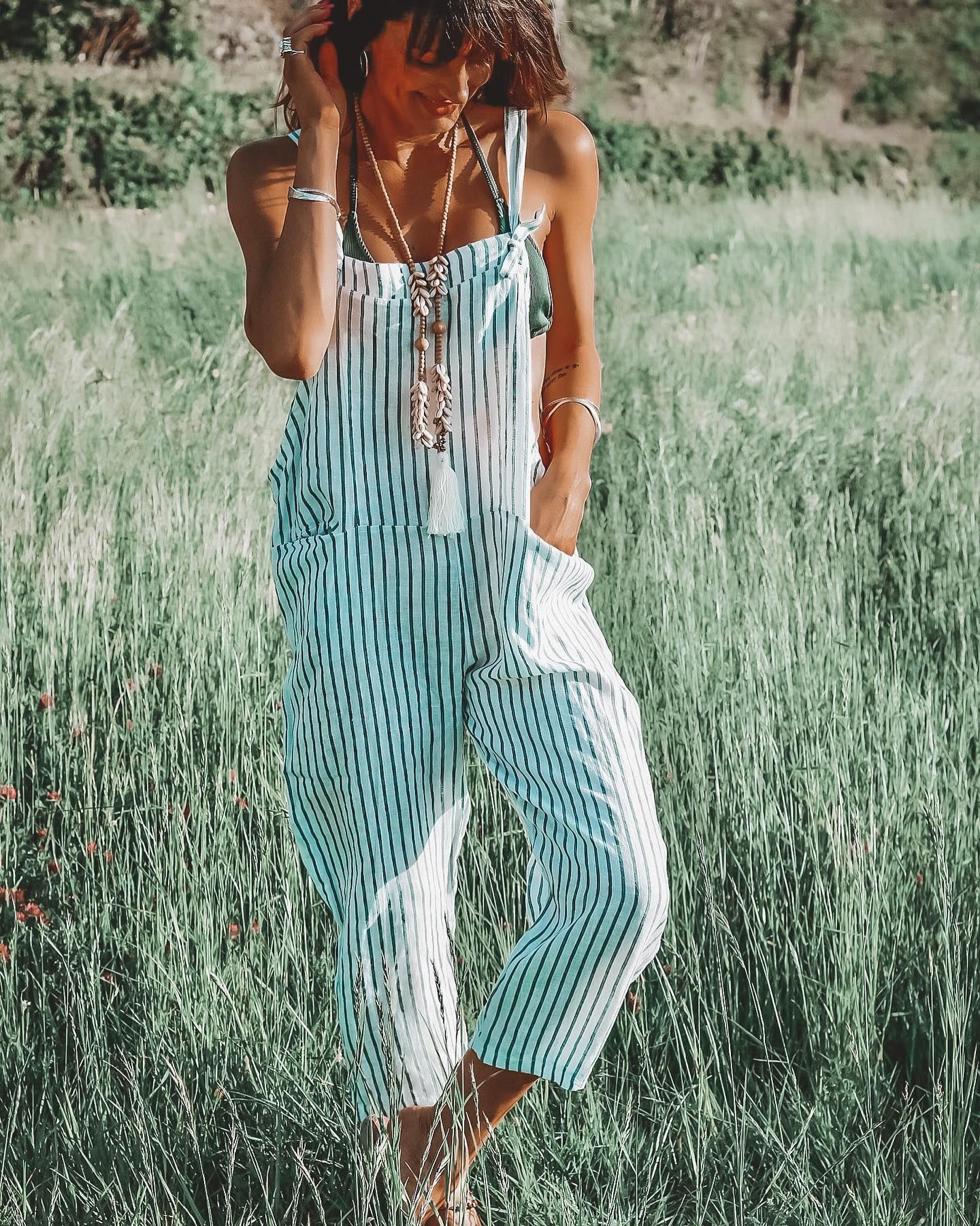 Women's Striped Wide Leg Jumpsuit - Comfortable & Chic