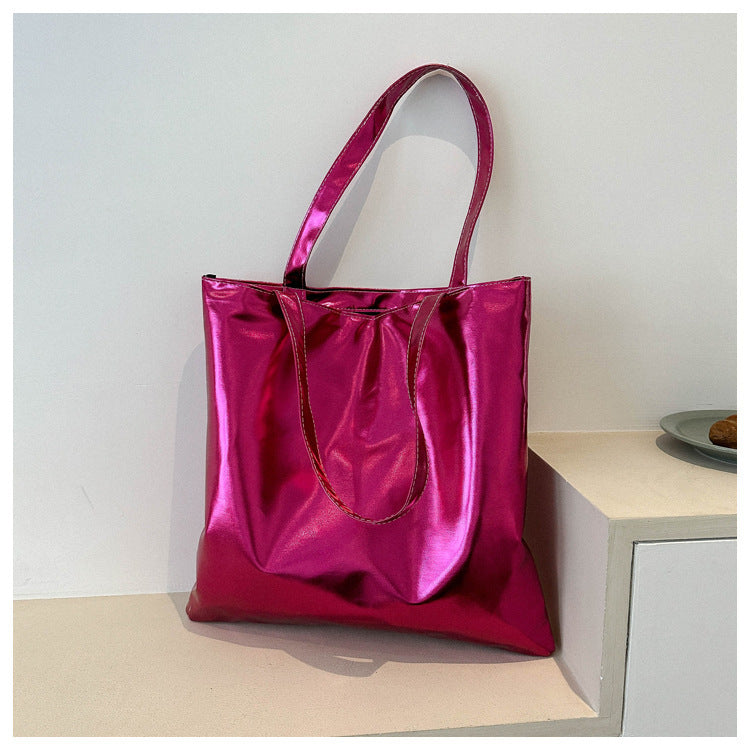 Trendy Metallic Shine Soft Tote Bag