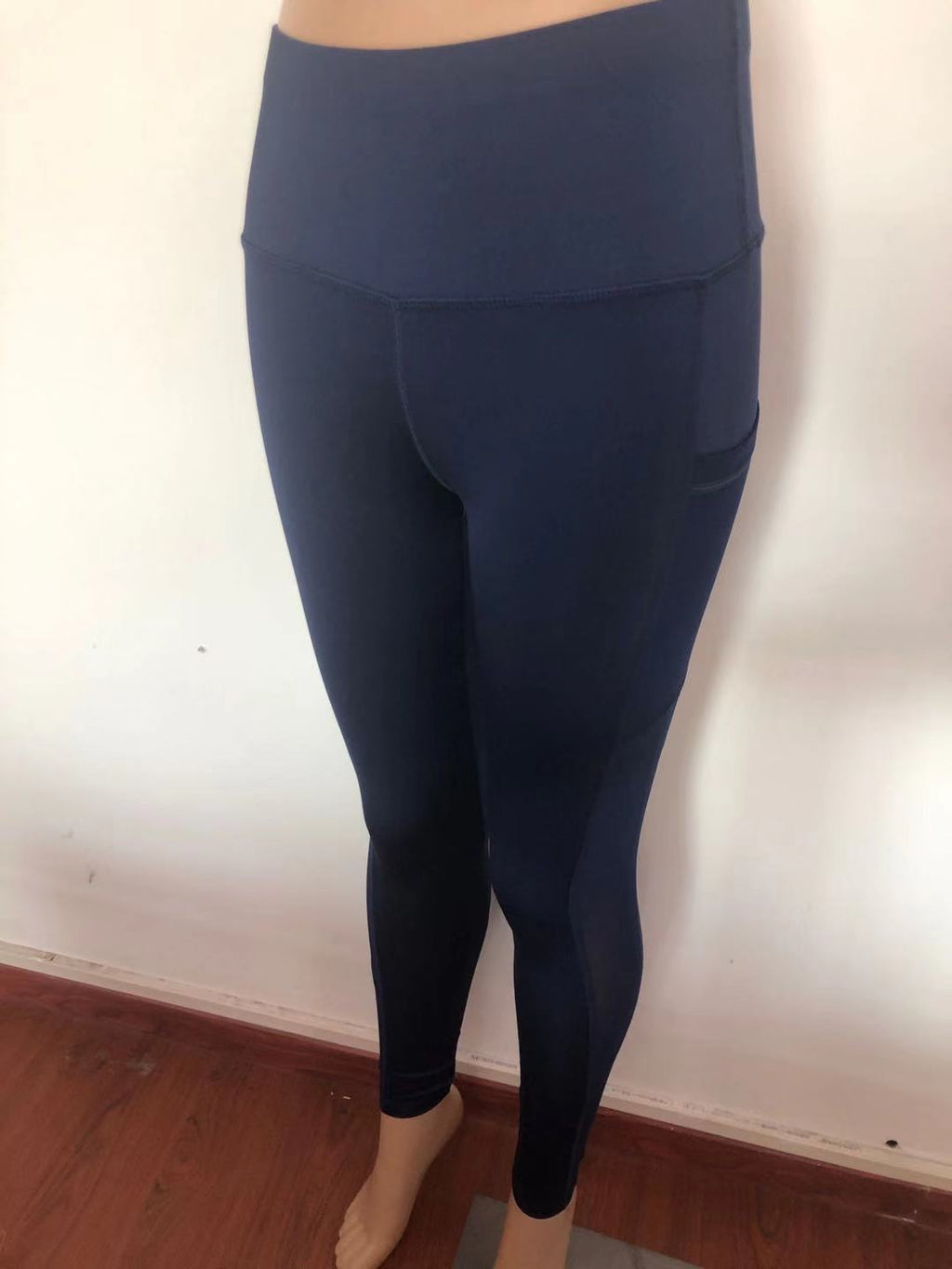High Waisted Breathable Mesh Panel Active Leggings with Side Pocket