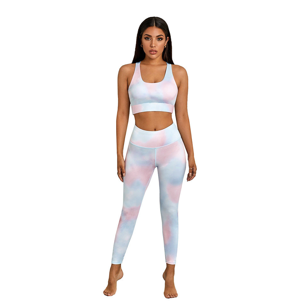 Chic Leopard Print Activewear Set with Racerback Crop Top and Supportive High Waist Leggings
