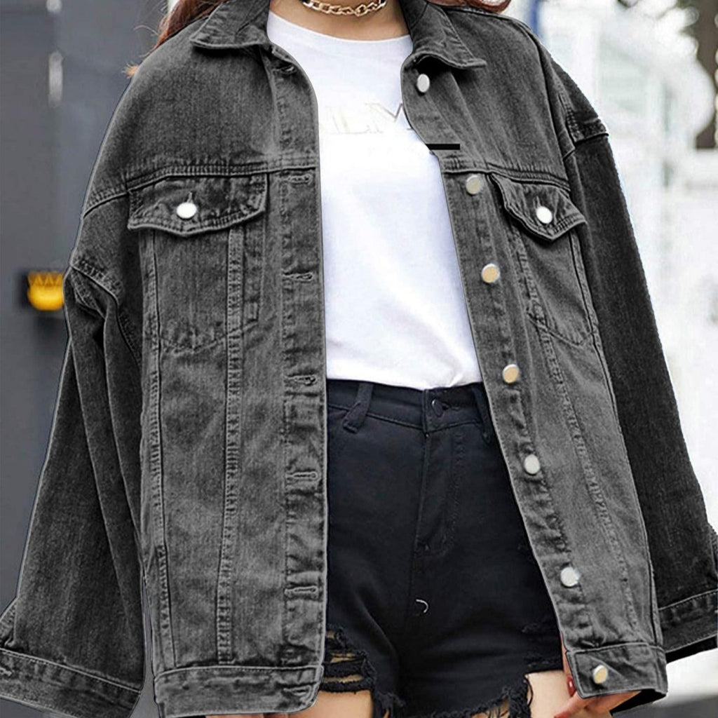 Effortless Oversized Denim Jacket Long Sleeve for Casual Everyday Style
