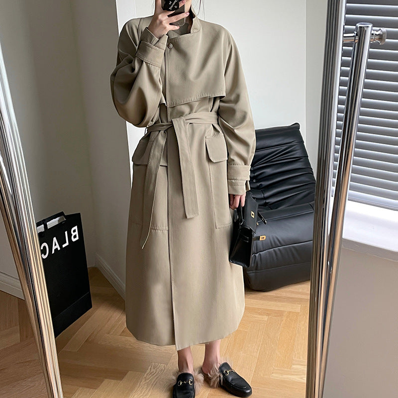 Aria Stand Collar Long Trench Coat