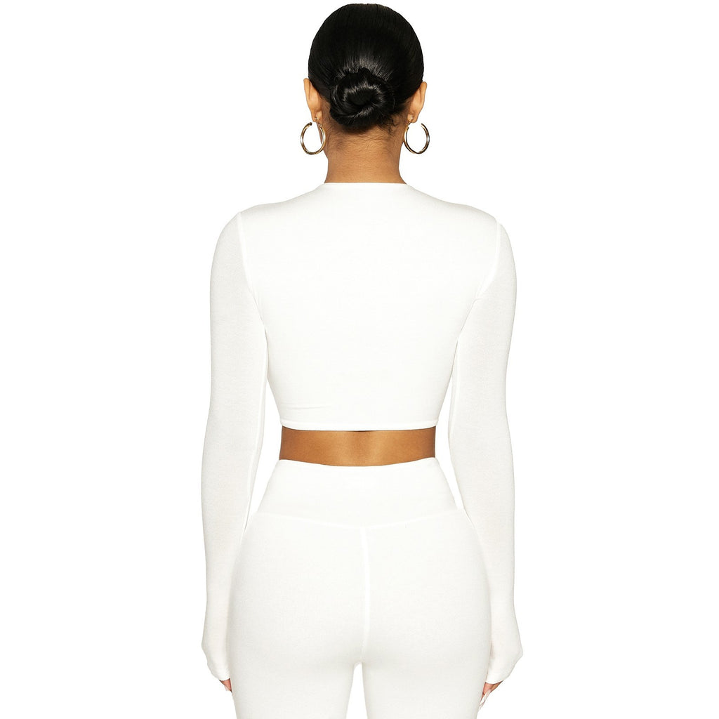 Chic Cut Out Long Sleeve Crop Top and High Waist Leggings Co-ord Set
