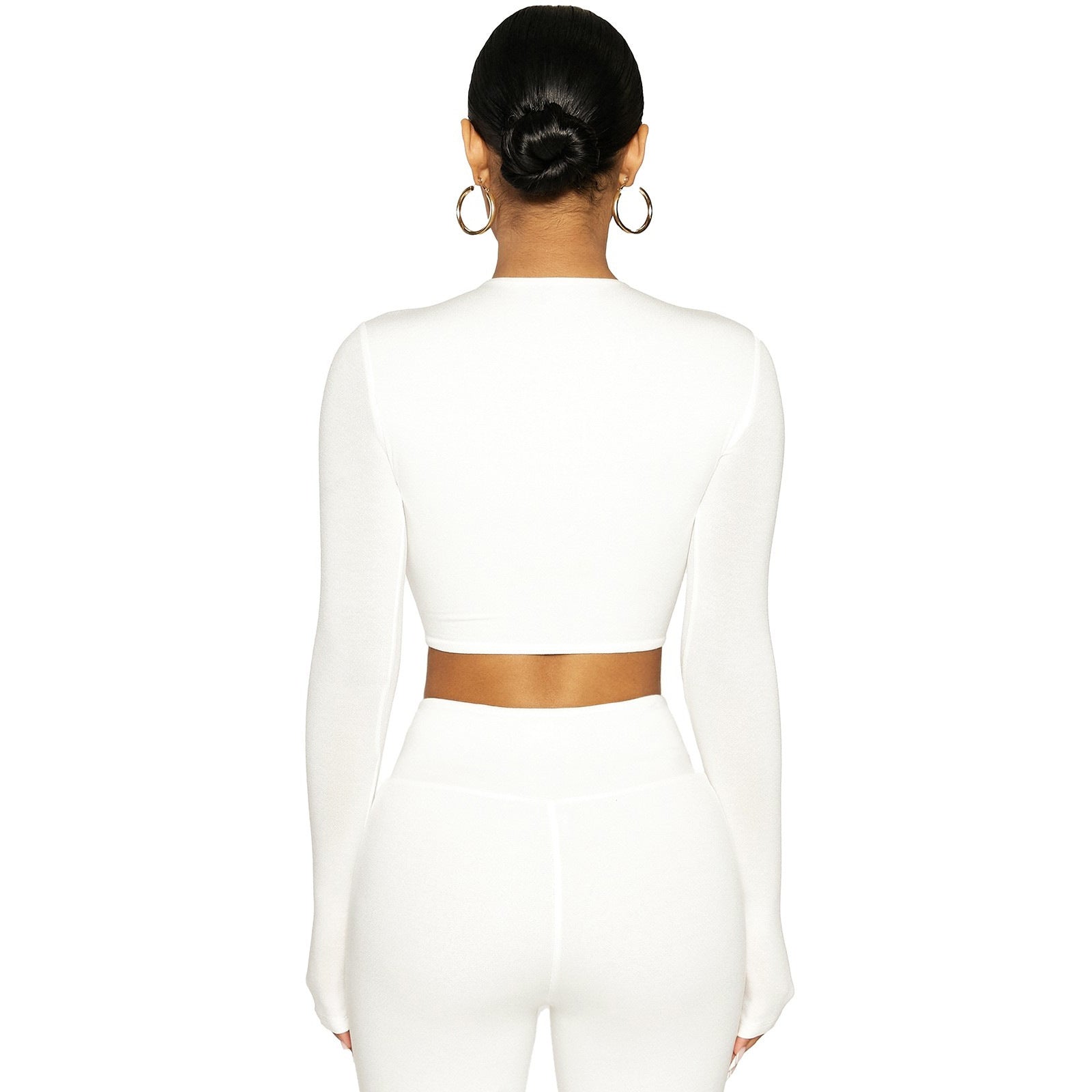 Chic Cut Out Long Sleeve Crop Top and High Waist Leggings Co-ord Set