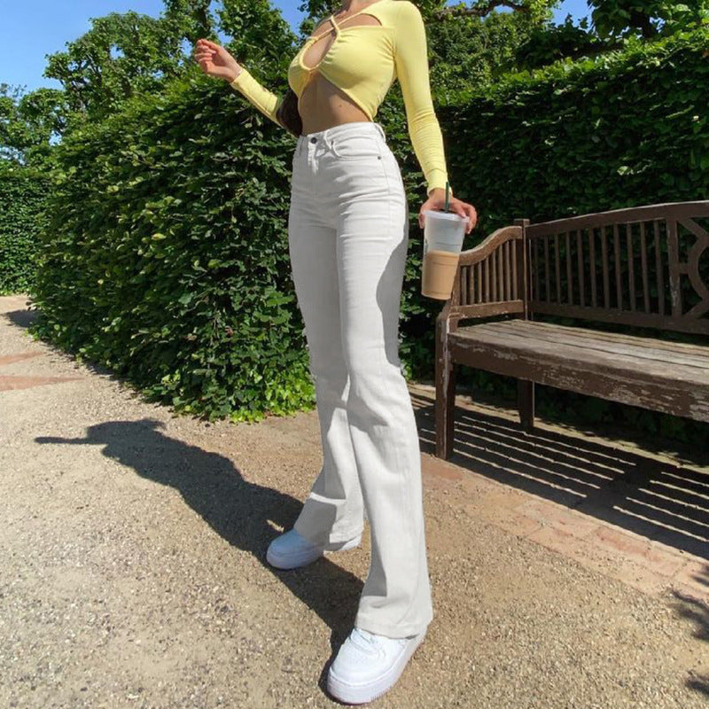 Ariana Vogue High Waist Cotton Flare Jeans - Stylish Bootcut Denim