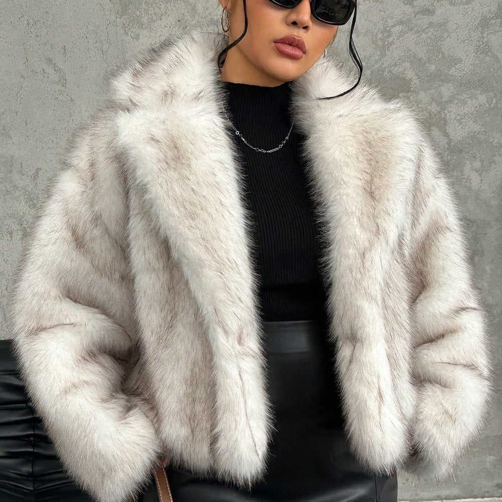 Luxurious Warm Faux Fur Cropped Jacket for Winter Style