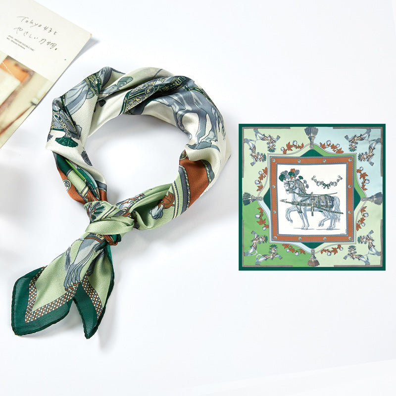 Chic Printed Silk-Feel Square Scarf 53x53cm