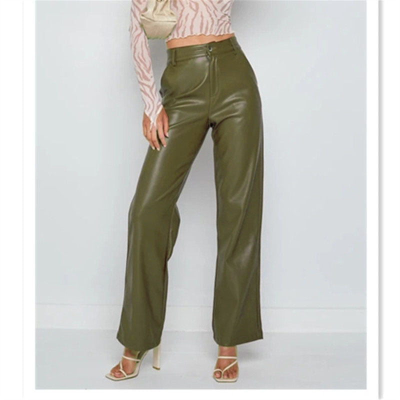 High Waist Faux Leather Pants - Women's Flare Leggings