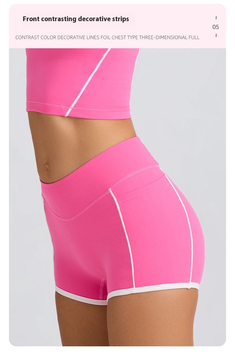 High Elastic Spaghetti Strap Crop Top and Shorts Fitness Activewear Set