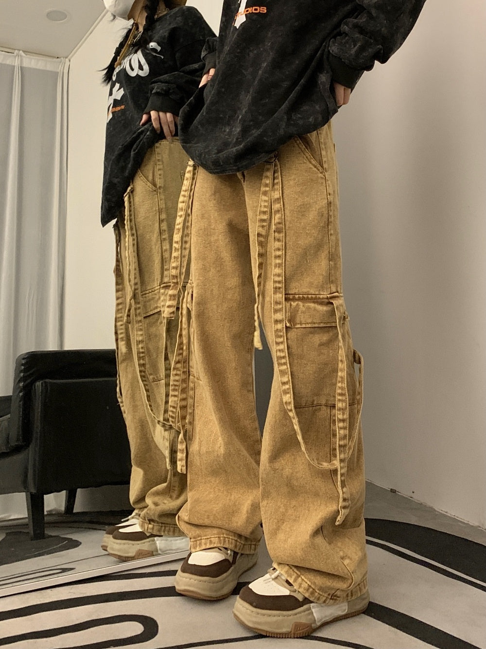 Baggy Washed Purple Denim Cargo Pants