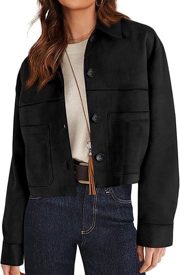 Chic Faux Suede Cropped Jacket Perfect for Effortless Casual Autumn Style