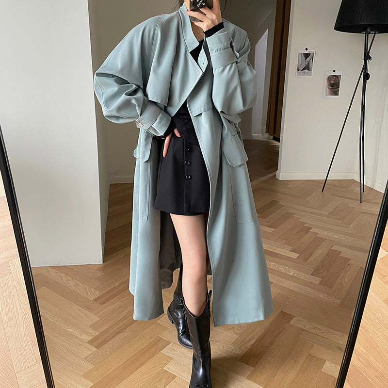 Aria Stand Collar Long Trench Coat