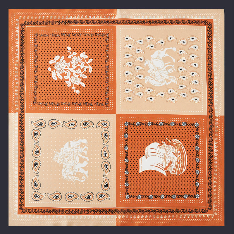Chic Printed Silk-Feel Square Scarf 53x53cm