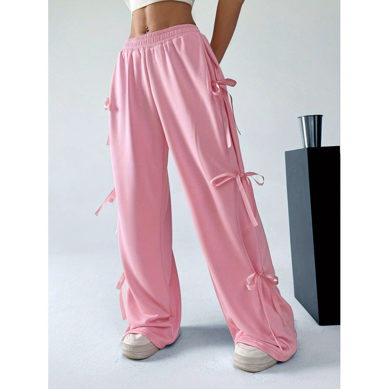 Women's Straight-Leg Trousers - Contrast Color Pull-On Pant