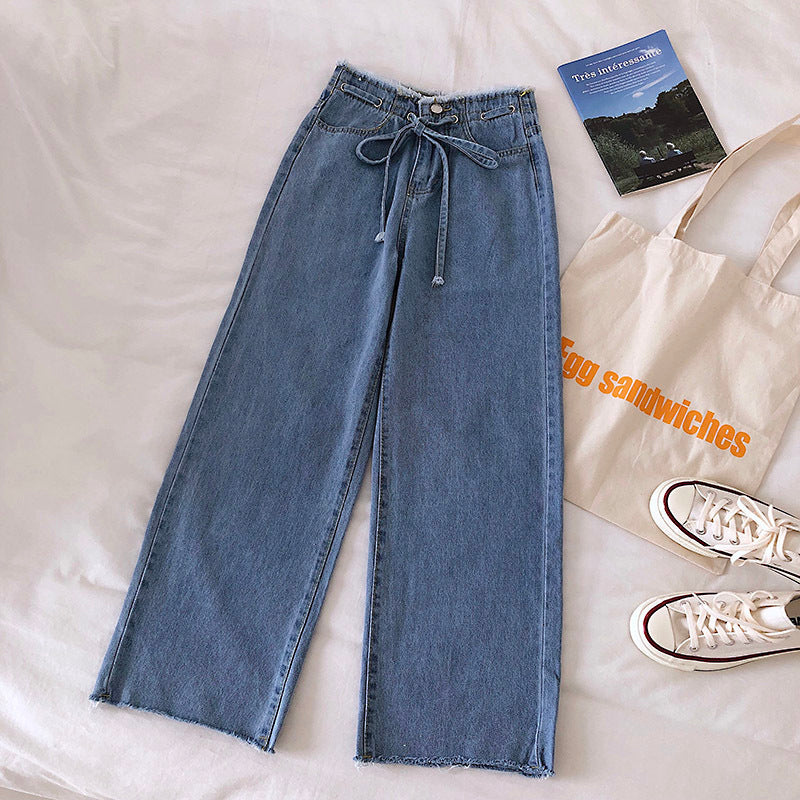 High-Rise Raw Edge Wide Leg Jeans