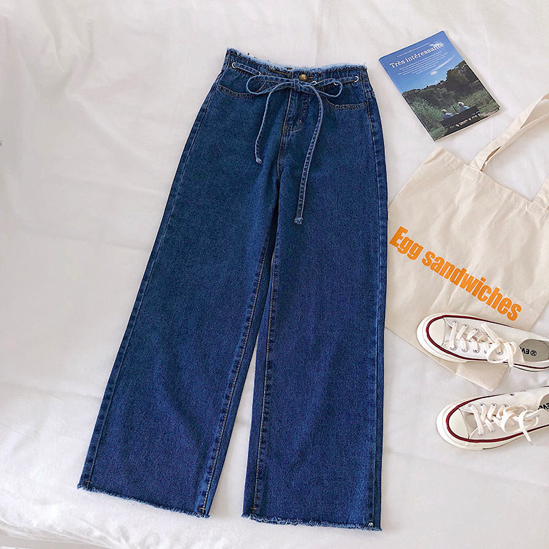 High-Rise Raw Edge Wide Leg Jeans