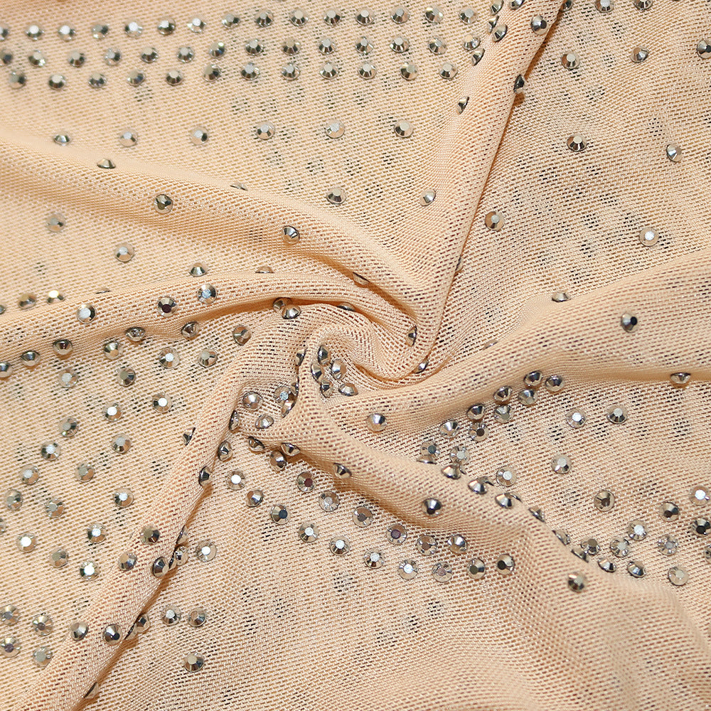 Sparkling Mesh Rhinestone Sleeveless Jumpsuit - Ariana Vogue