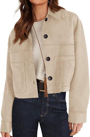 Chic Faux Suede Cropped Jacket Perfect for Effortless Casual Autumn Style