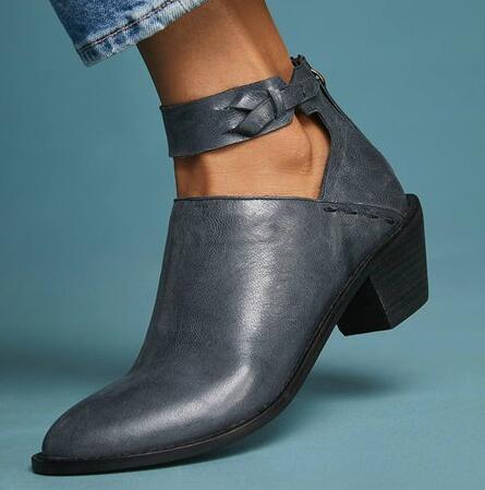 Stylish Women's Ankle Boots - Mid Heel Vintage Design