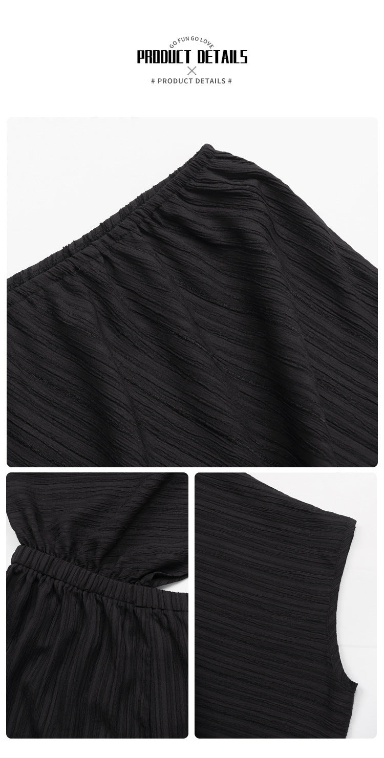 Effortlessly Chic Textured One Shoulder Romper