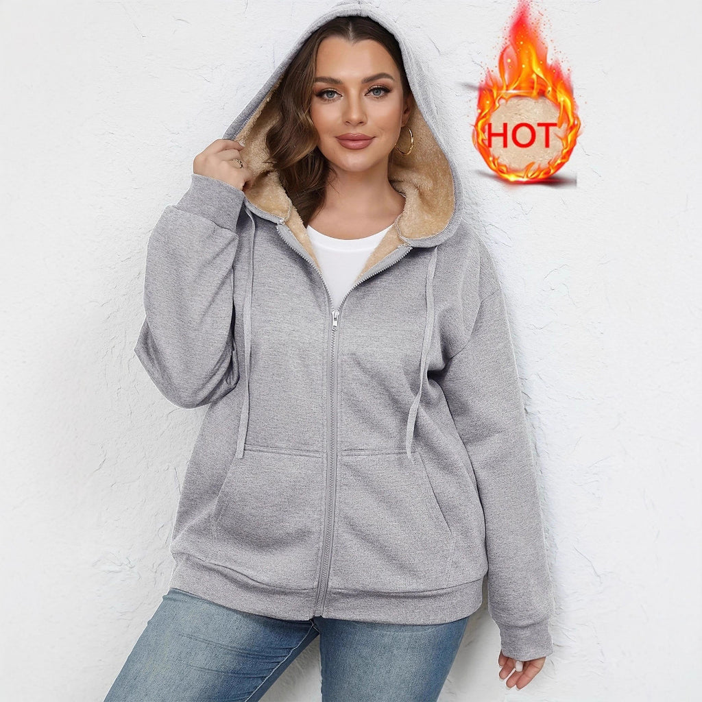 Cozy Plush Lined Full Zip Hoodie Jacket with Warm Sherpa Interior
