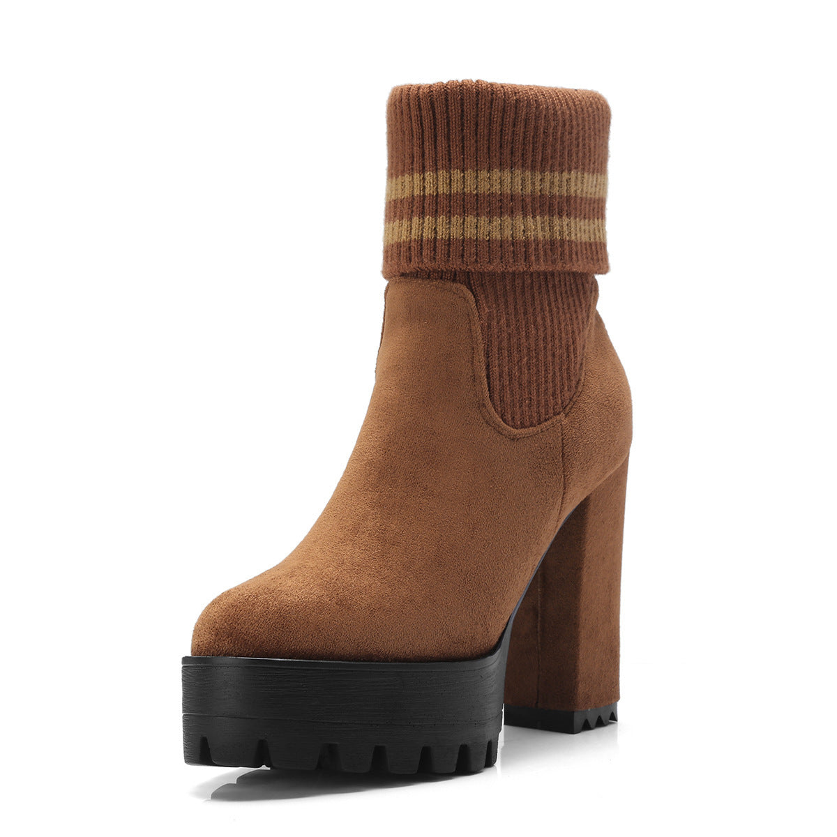 Stylish Platform Knit Ankle Boots