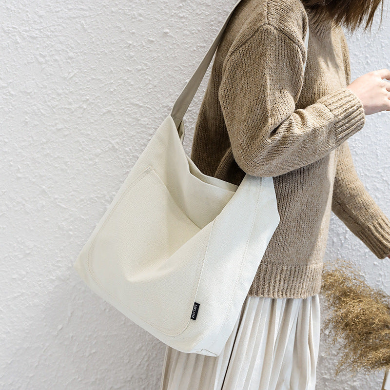 Minimalist Canvas Shoulder Bag - Large & Stylish