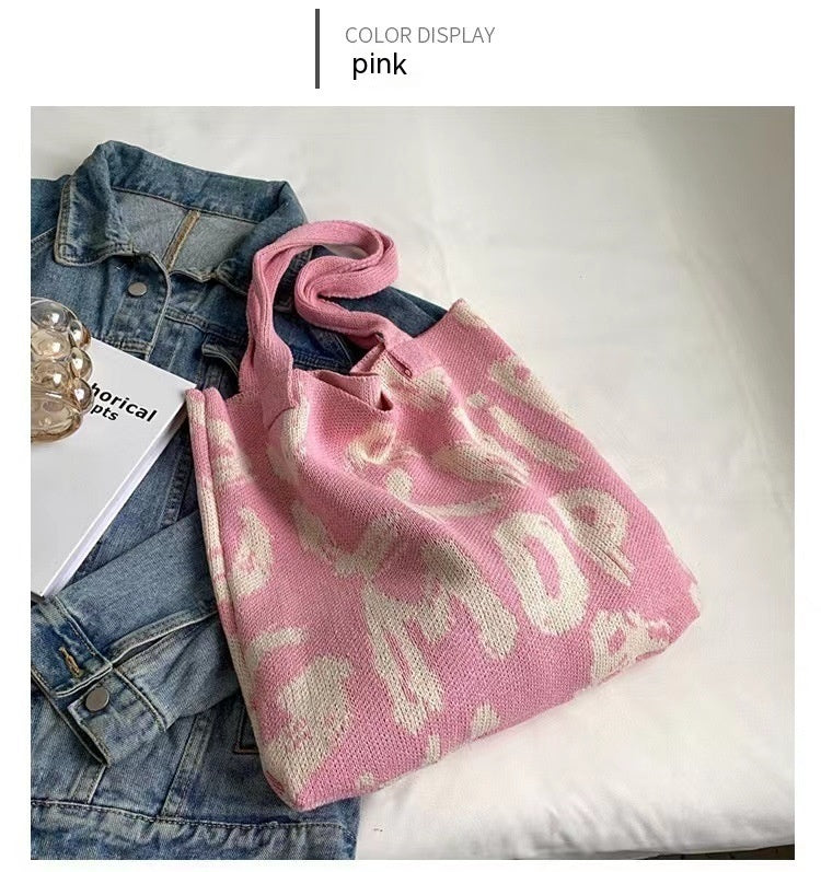 Chic Woven Knit Tote Bag - Spacious & Stylish