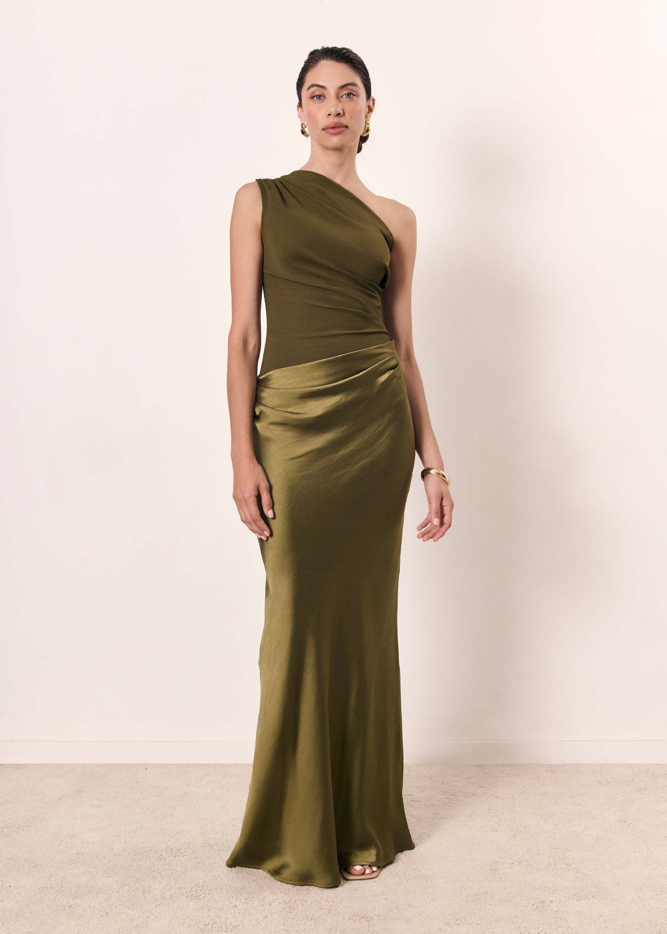 Women's One-Shoulder Dress - Backless Bodycon Maxi Gown