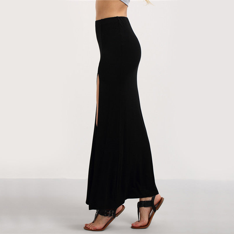 Effortless Summer Casual Flowy Maxi Skirt with High Side Slit