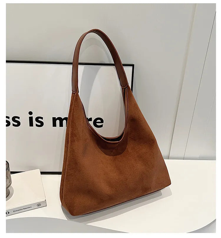 Chic Suede Hobo Shoulder Tote Bag