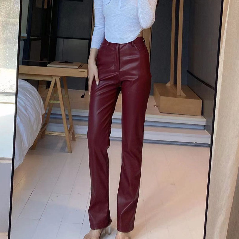 High Waist Faux Leather Pants - Women's Flare Leggings